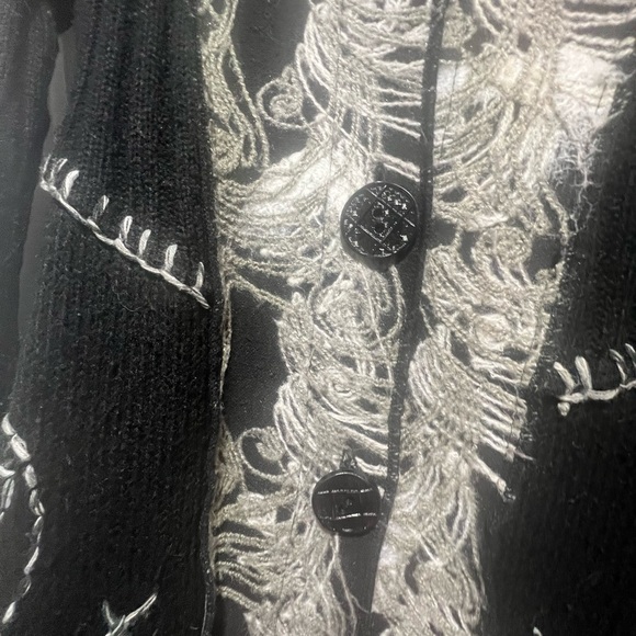 Black and White Women's Sweater Jacket - Picture 3 of 4